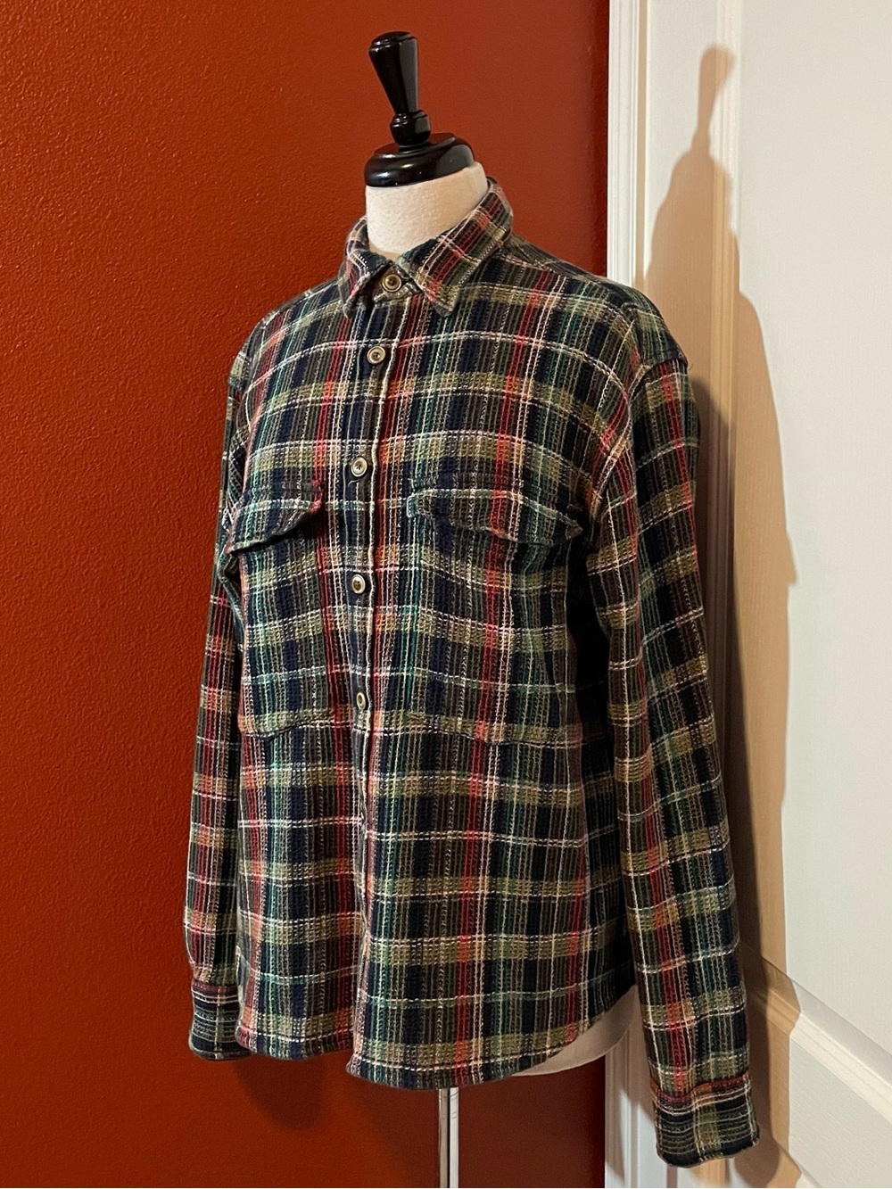 Corridor Men’s Waffle Madras Twisted Forest Light Textured Button Down Shirt